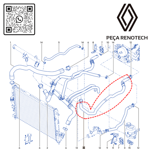 RN 05935R-P 924105935R MANGUEIRA SUP. DO AR QUENTE DUSTER 1.6 K4M - 4